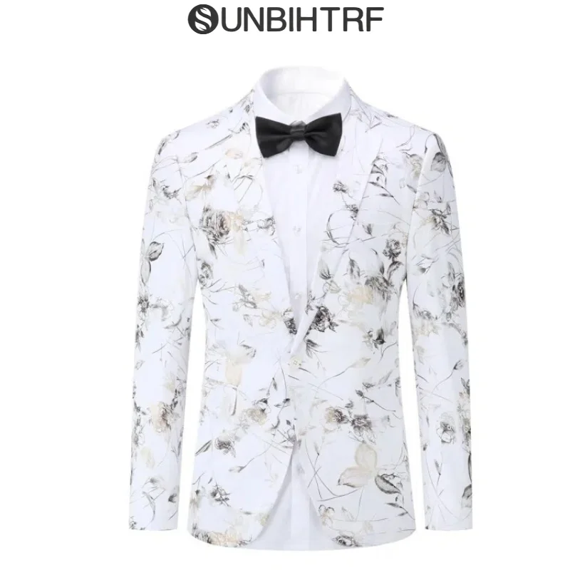 

Men's Jacket Floral Regular Fit Casual Suit Jacket 1 Button Business Wedding Blazer