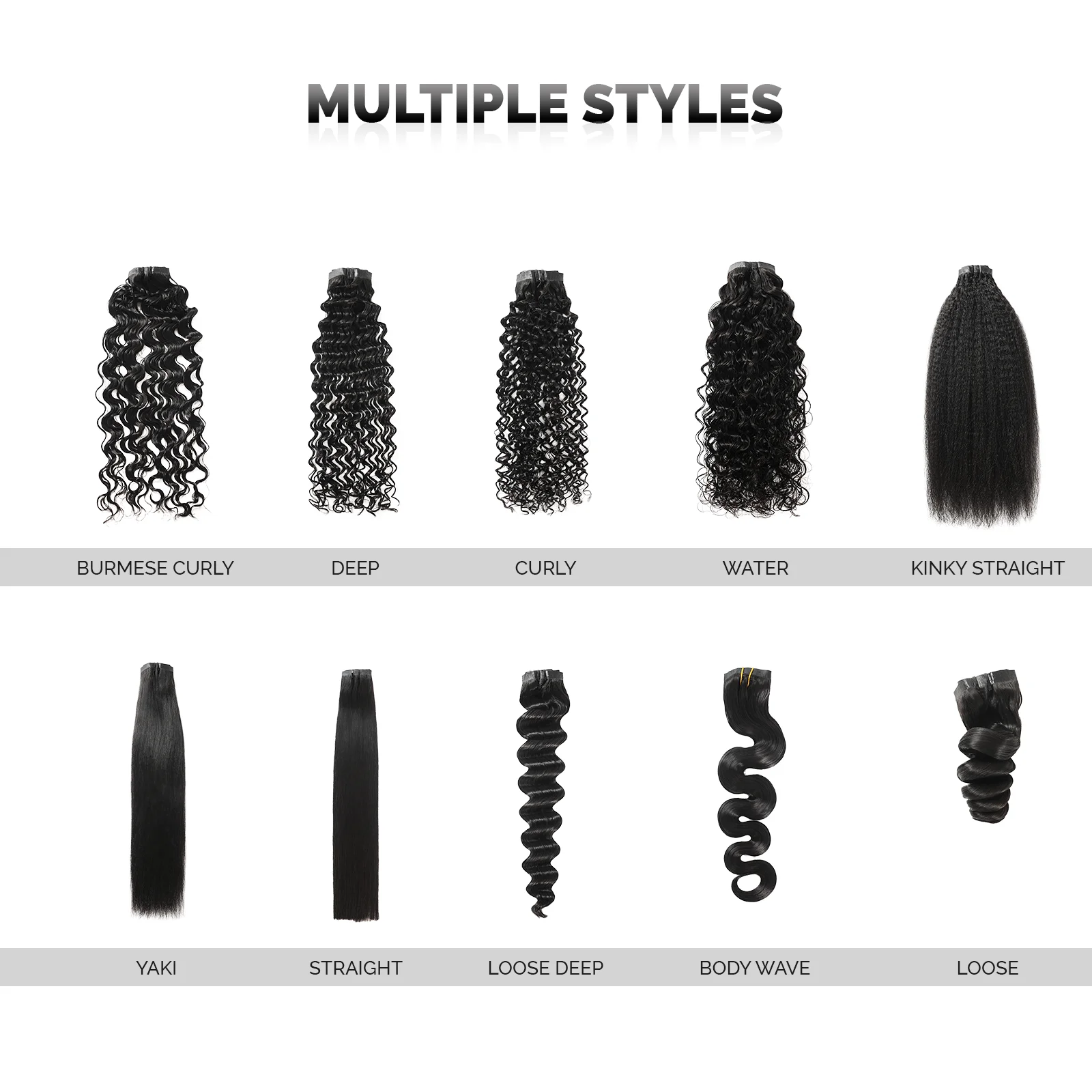 Powcign Clip In Hair Extensions Six-Piece Set Water Wave Human Hair 100% Remy Hair Seamless Weft Clip Ins For Women