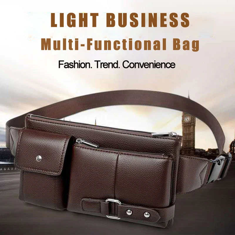 Men'S Waist Pack Fanny Male Designer Genuine Leather Waist Bag Purse Waterproof Pu Tactical Man Belt Pouch Handbag Discount