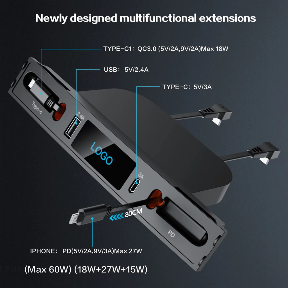 Docking Station 4 porte Powered Splitter Extension Intelligent Plug and Play cavo dati espandibile da 80cm per Tesla Model 3/Y