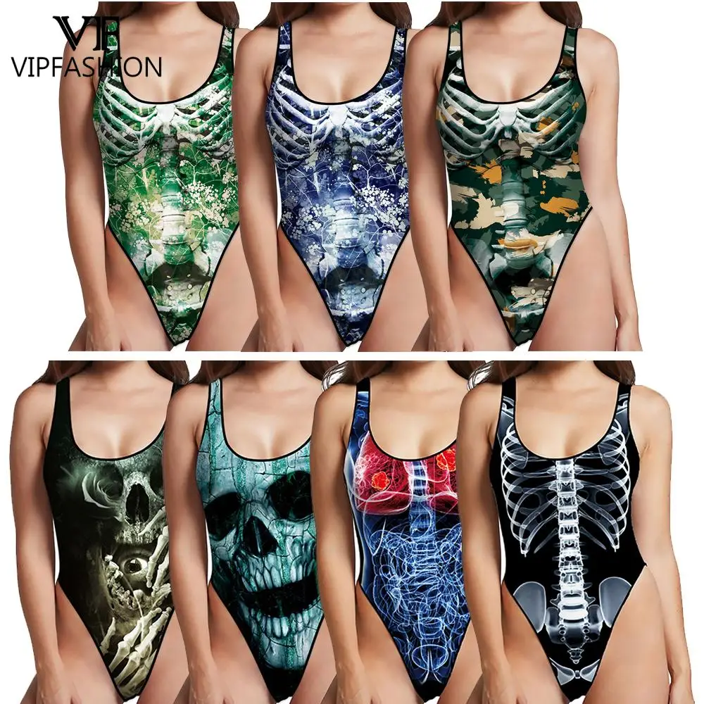 Vip Mode Zomer Skelet Print Zentai Bodysuit Mouwloze Y2k Vrouwen Body Streetwear Strand Jumpsuit Rompertjes Playsuit