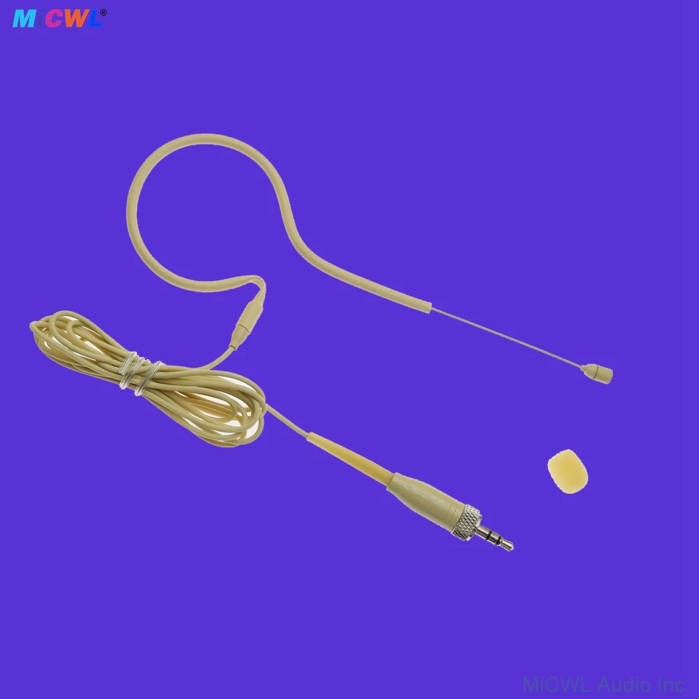 

HM200S Earset Headset Microphone Beige For Sennheiser G2 G3 G4 Bodypack 3.5mm Screw Lock Stereo Hanging HeadMic