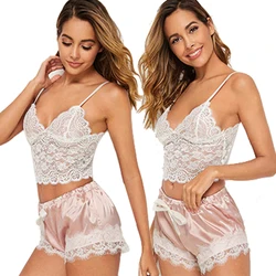 8 Colors 1 Set S-XXL Fashion Womens Lace Sleepwear Lingerie Tops Shorts Set Babydoll Pajamas Sports Underwear Nightwear