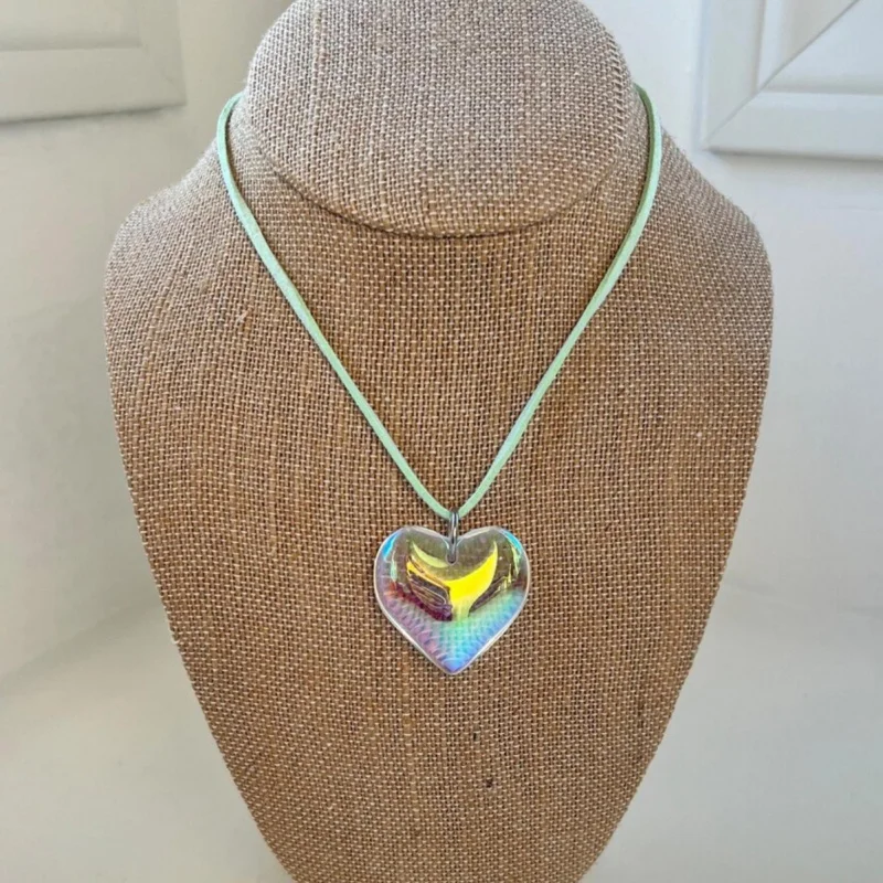 Customized Unique Colorful Heart Pendant Necklace Gothic Style Knotted Bow Adjustable Chain Y2K Factory Direct Sale