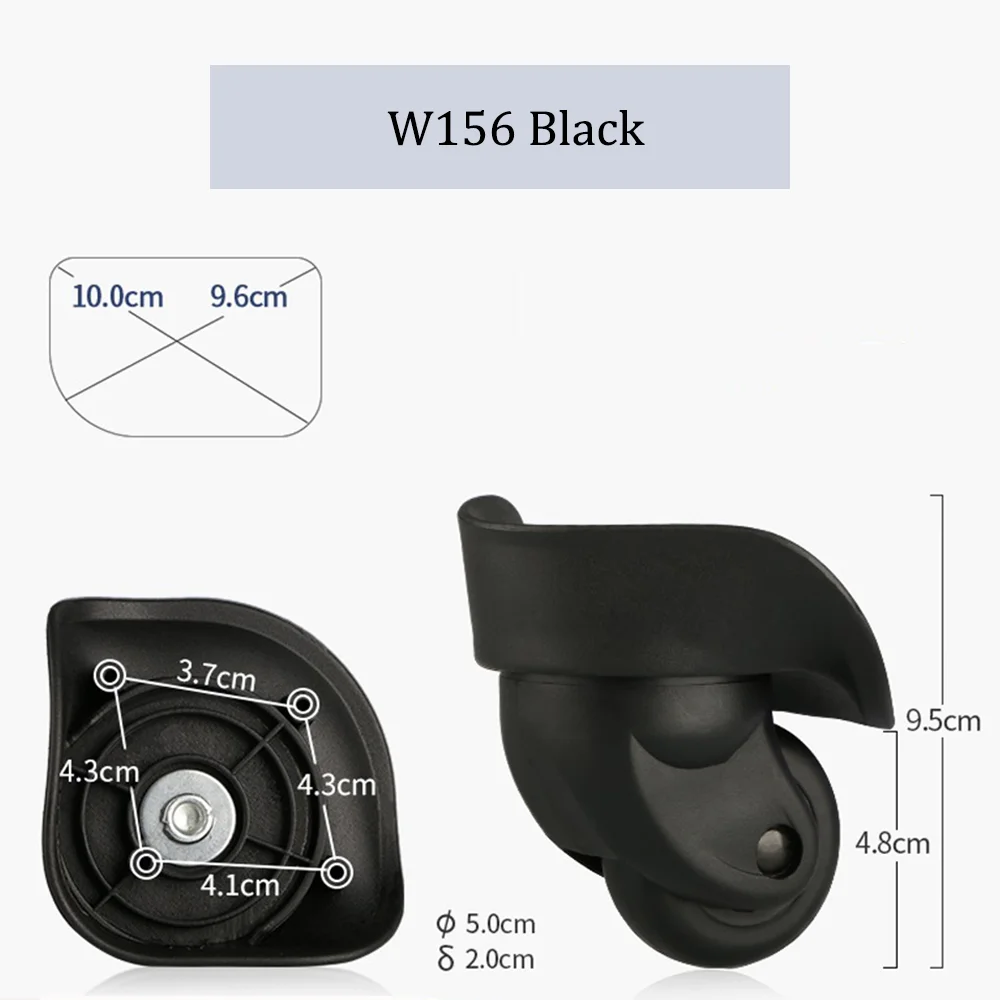 For The French Ambassador DELSY W156 Nylon Black Luggage Wheel Trolley Case Wheel Universal Wheel Repair Slient Wear-resistant