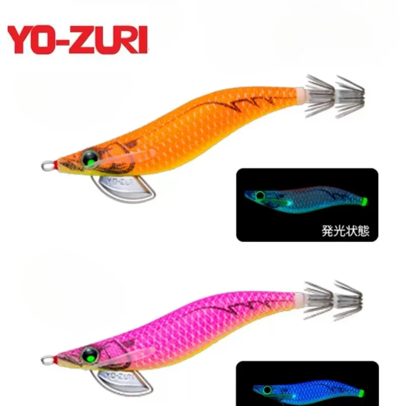 YO-ZURI اليابان خشبية الروبيان الحبار Egi تهزهز إغراء الطعم بيونيك توهج الأشعة فوق البنفسجية الصوت الضوضاء الحبار هوك Luya