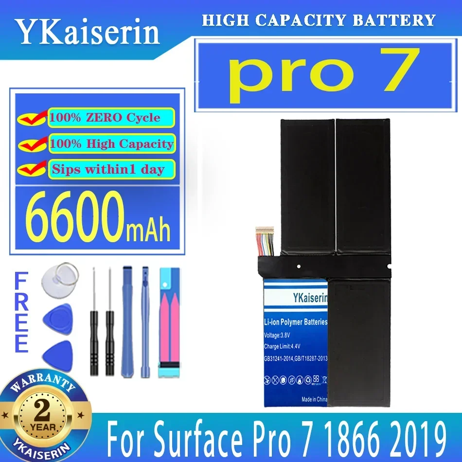 

YKaiserin Battery pro 7 (G3HTA061H) 6600mAh For Surface Pro7 1866 2019 12.3" Sereis Tablet Bateria