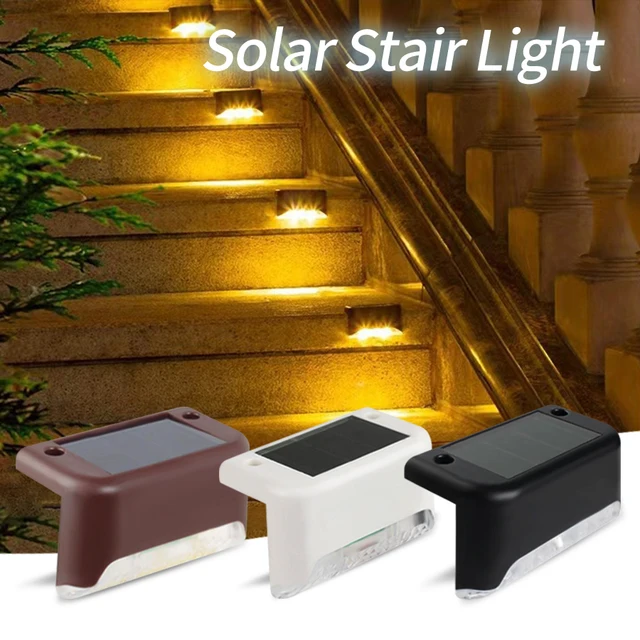 Solarne oświetlenie schodów Zewnętrzne wodoodporne lampy ogrodowe zasilane energią słoneczną do balustrady Pokład Krok Podwórko Patio Ścieżka Światło ogrodzeniowe