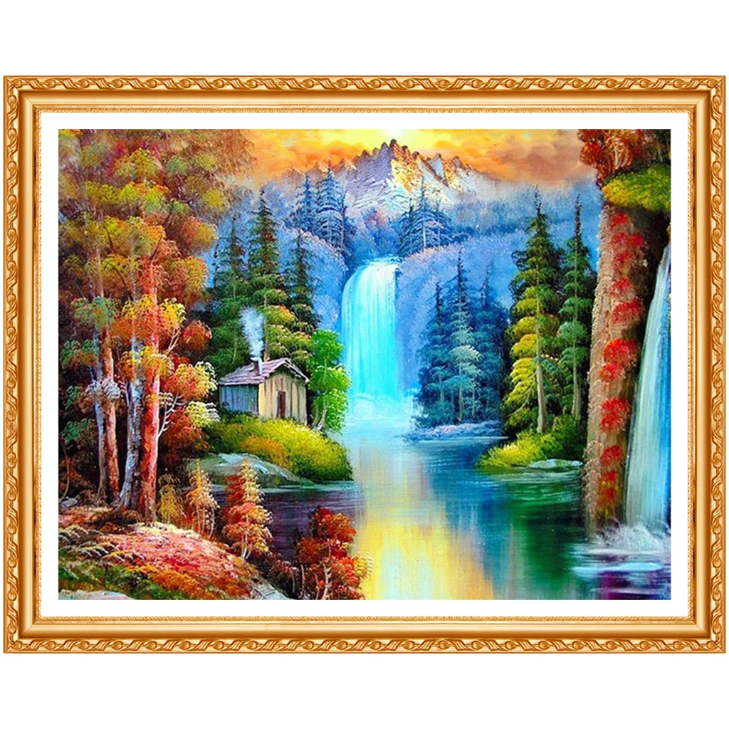 5D DIY Diamond Embroidery Painting Waterfall Full Square Diamond Painting Cross Stitch Diamond  Scenery Kit Sale