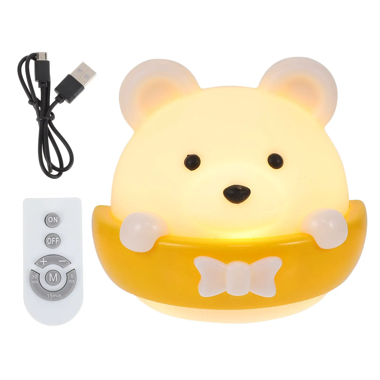 1Pcs Rechargeable Bear Shaped Night Lamp Remote Controlled Small Bedside Light Creative Home Sleeping Light Small Night Lamp