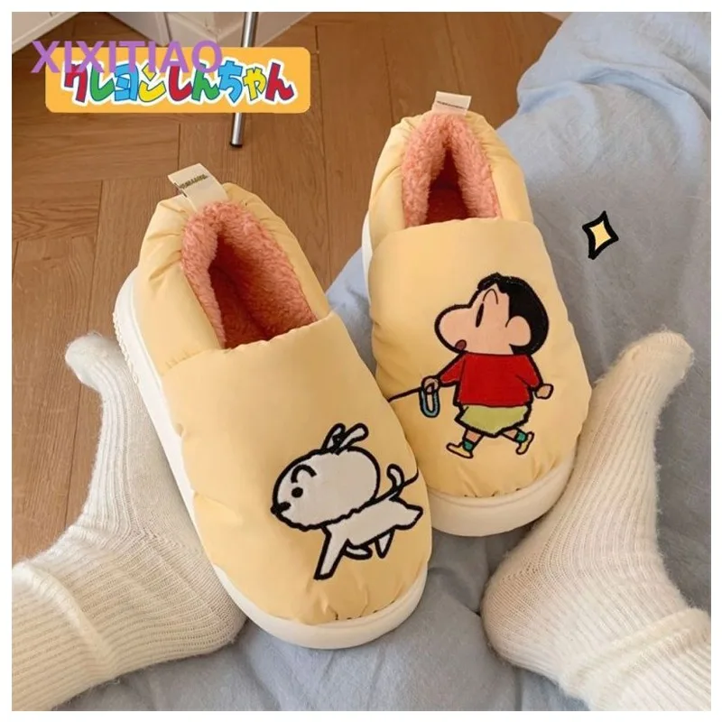 Pantoufles en coton de la série Shin-Chan Anime Crayon, chaussures de couple mignonnes, chaussures de maison confortables à l'offre elles souples, chaussures chaudes, automne, hiver