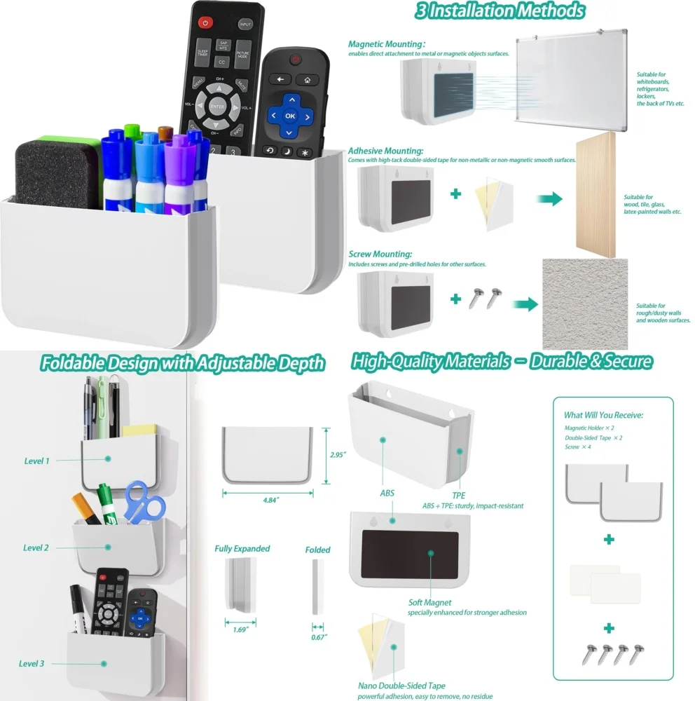 

Magnetic hookMagnetic Remote Control Holder Wall Mount 2 Pack for TV Remotes Strong Adhesive Organizer Storage Mount Clip