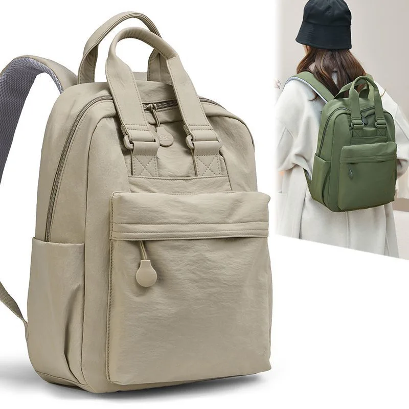 

Multi-Functional Women's Backpack, Stylish Beige Handheld Shoulder Bag, Durable Nylon Anti-Scratch Daypack for Daily Commute