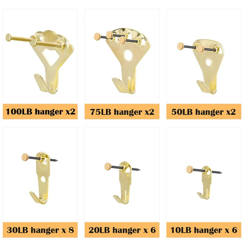 Picture Hangers 60pcs Heavy Duty Picture Hanging Kit Picture Hooks Picture Hanging Nails For Drywall Wooden Wall