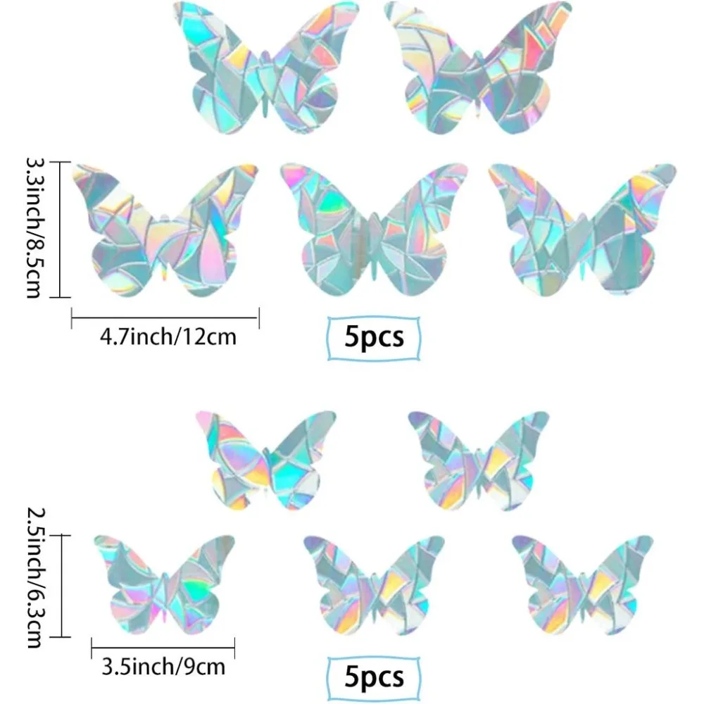Butterfly Window Clings Glass Decals 3D Sun Catcher Stickers Non Adhesive Vinyl Film Static Anti-Collision Alert Decal