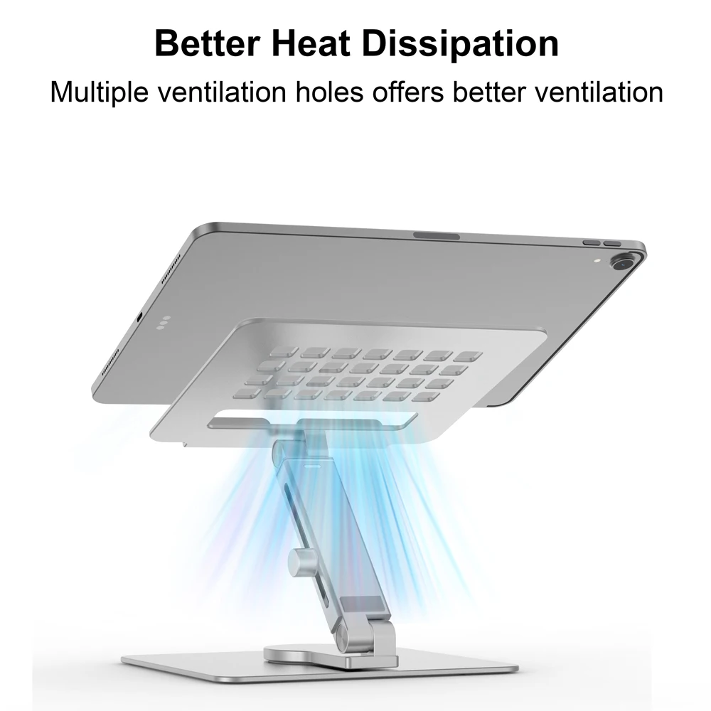 Portable Aluminum Tablet Stand Holder Desktop Folding Adjustable Rotating Metal Universal Stand for Ipad Pro Air Office Home Use view 4