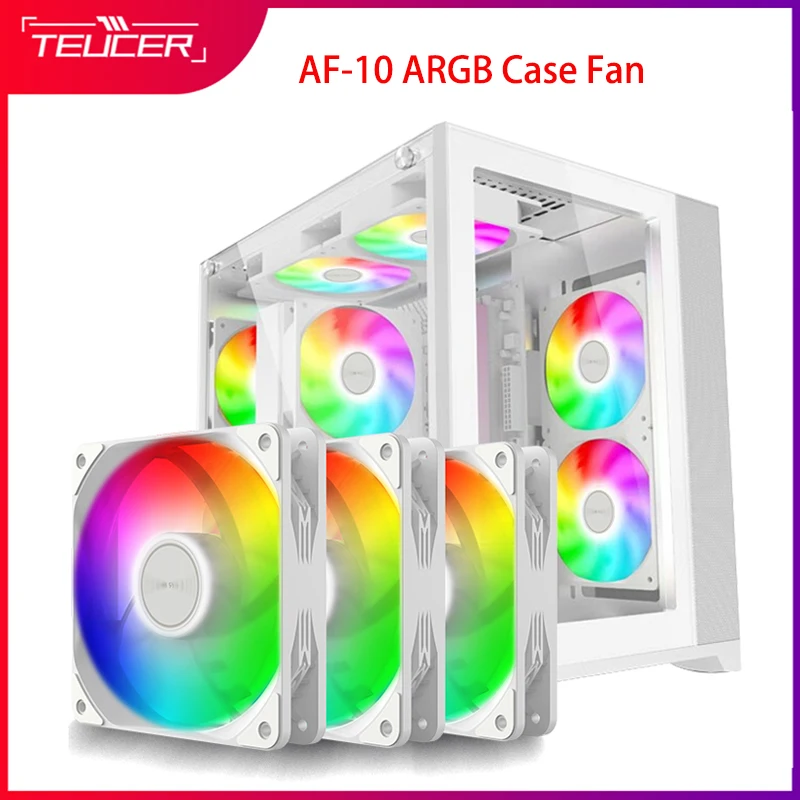 TEUCER AF-10 800-1800RPM 3 in 1 Chassis Fan PC Cooling Fan 120mm Kit 4Pin PWM 3Pin ARGB Water Cooled Radiator Fan