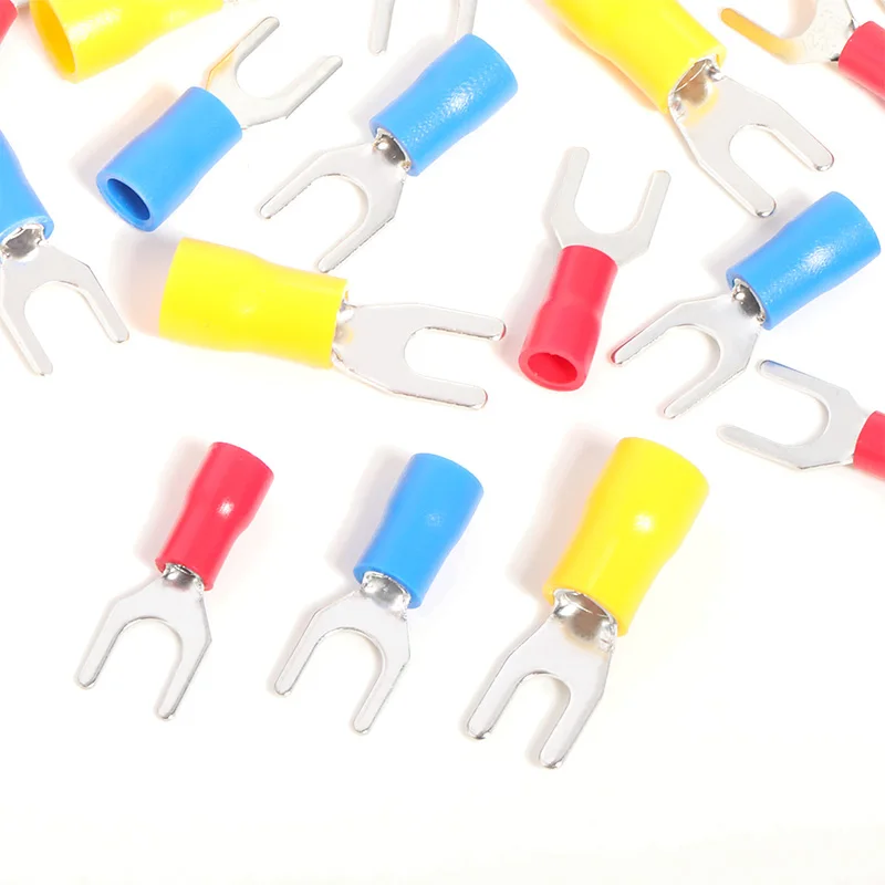 50 STÜCKE Gabel Crimp Terminal Elektrische Kabelverbinder Flachstecker Schnellspleißkabel Isolierung Schuhstecker Für Verbindungsschraube – Detail 5