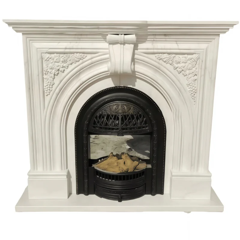 Apartment Villa Hotel Interior European Hand Carved Natural Marble Fireplace