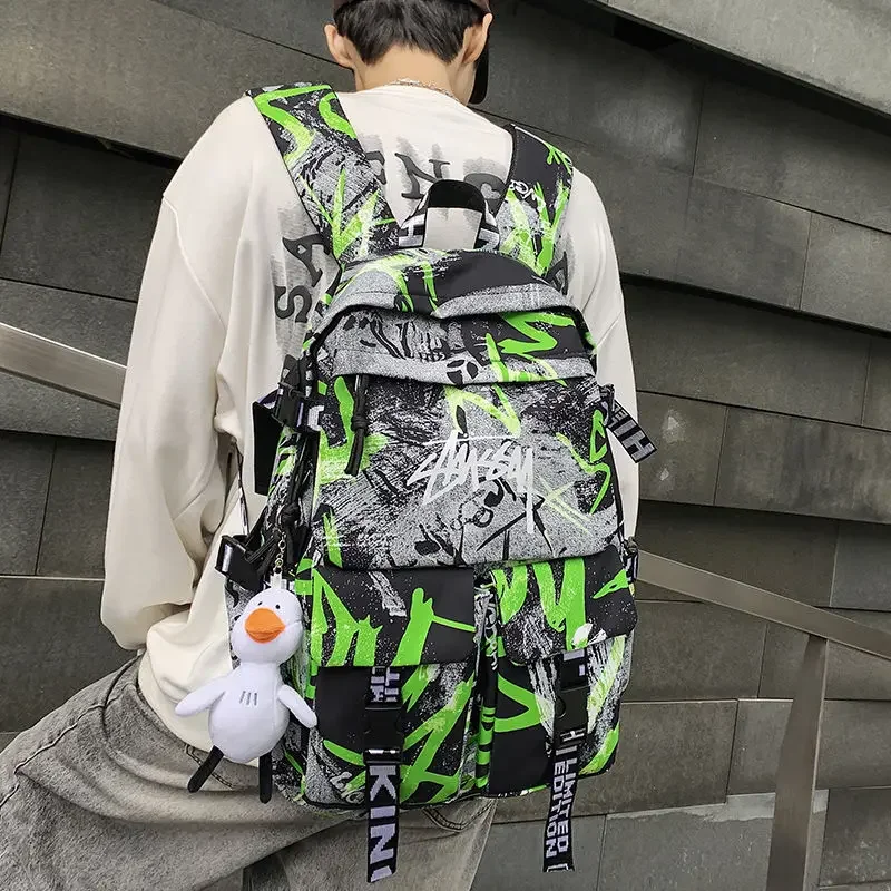 Mochila de camuflagem de grande capacidade para universitários, masculino e feminino, mochila de viagem, versão coreana, tendência do ensino médio, nova