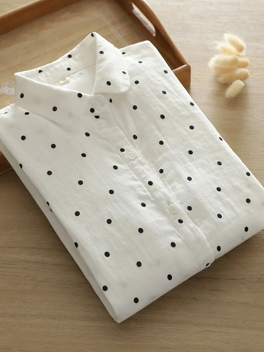 

Хлопковая женская базовая рубашка с принтом, удобная, мягкая, из смесового хлопка, с длинным рукавом, стандартного кроя, для офиса и повседневной носки