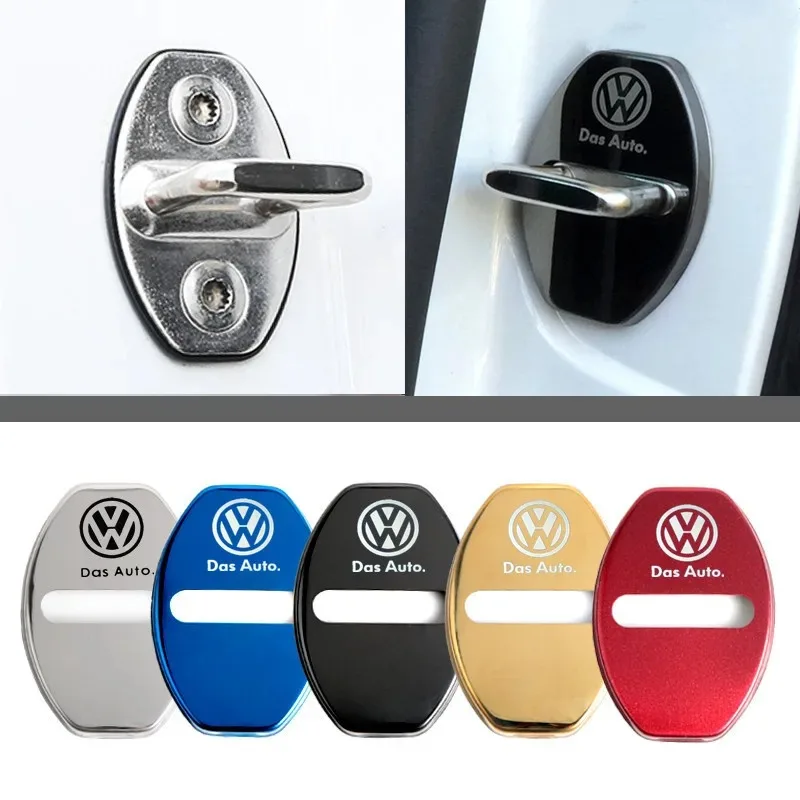 

Styling Mouldings 4Pcs Car Door Lock Cover Protective Case Auto For Volkswagen VW GTI Polo Golf Passat Tiguan Taigo Caddy R Rim