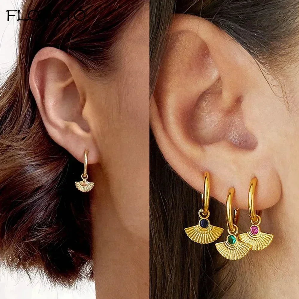 925 Sterling Silver Needle Hypoallergenic Gold-color Hoop Earrings for Women New Shell Pendants Earrings Fashion Jewelry Gifts