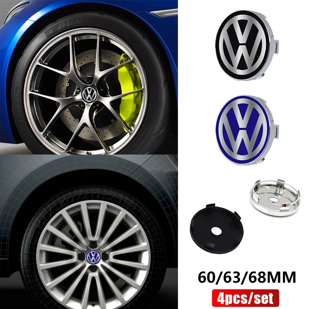 4 SZTUK / zestaw 60/63/68 mm Kołpak piasty koła samochodowego Osłona środkowa felgi Do Volkswagen VW R Line Golf 6 7 MK7 Polo Jetta Touran Tiguan