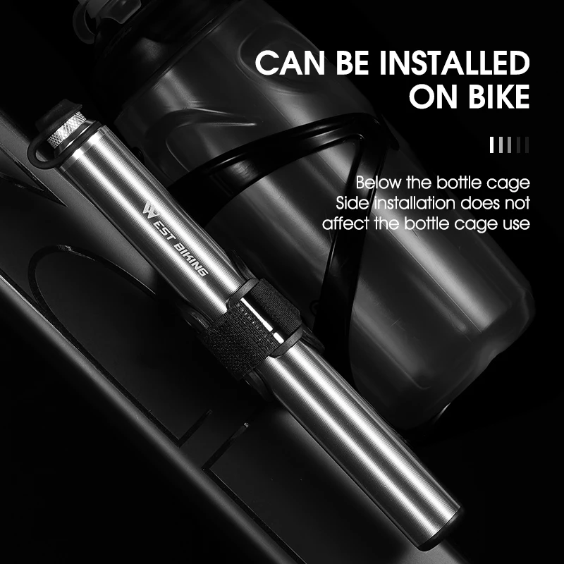 WEST BIKING-bomba de aire de aluminio para bicicleta, alta presión, 160PSI, válvula Schrader Presta, accesorios con manguera