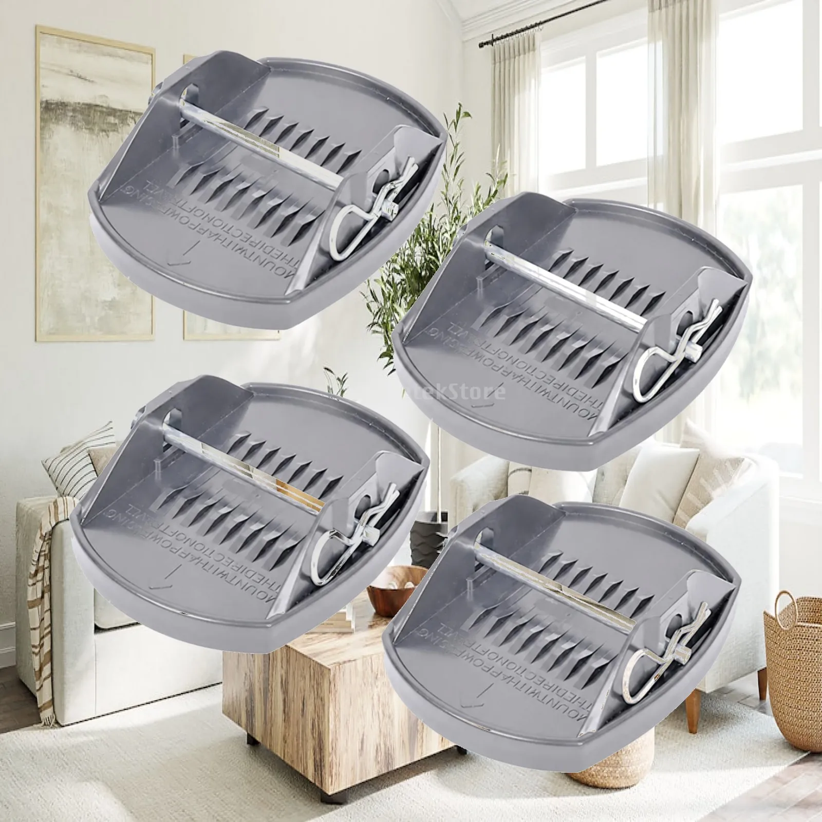 4 Pieces Caravan Stabilizer Jack Pad with Anti-Slip Ridges Low-Sink Trailer Jack Foot Pad with Spring Clip Textured for Campers