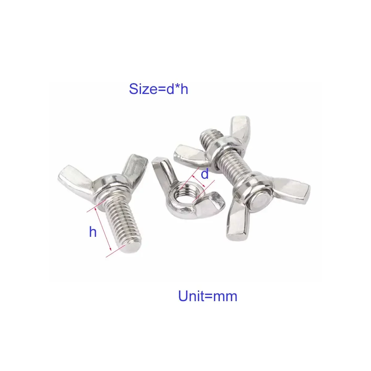 

304 Stainless Steel Butterfly Screw And Nut Set, Sheep Angle Bolt, Yuanbao Hand Tightened M3M4M5M6M8