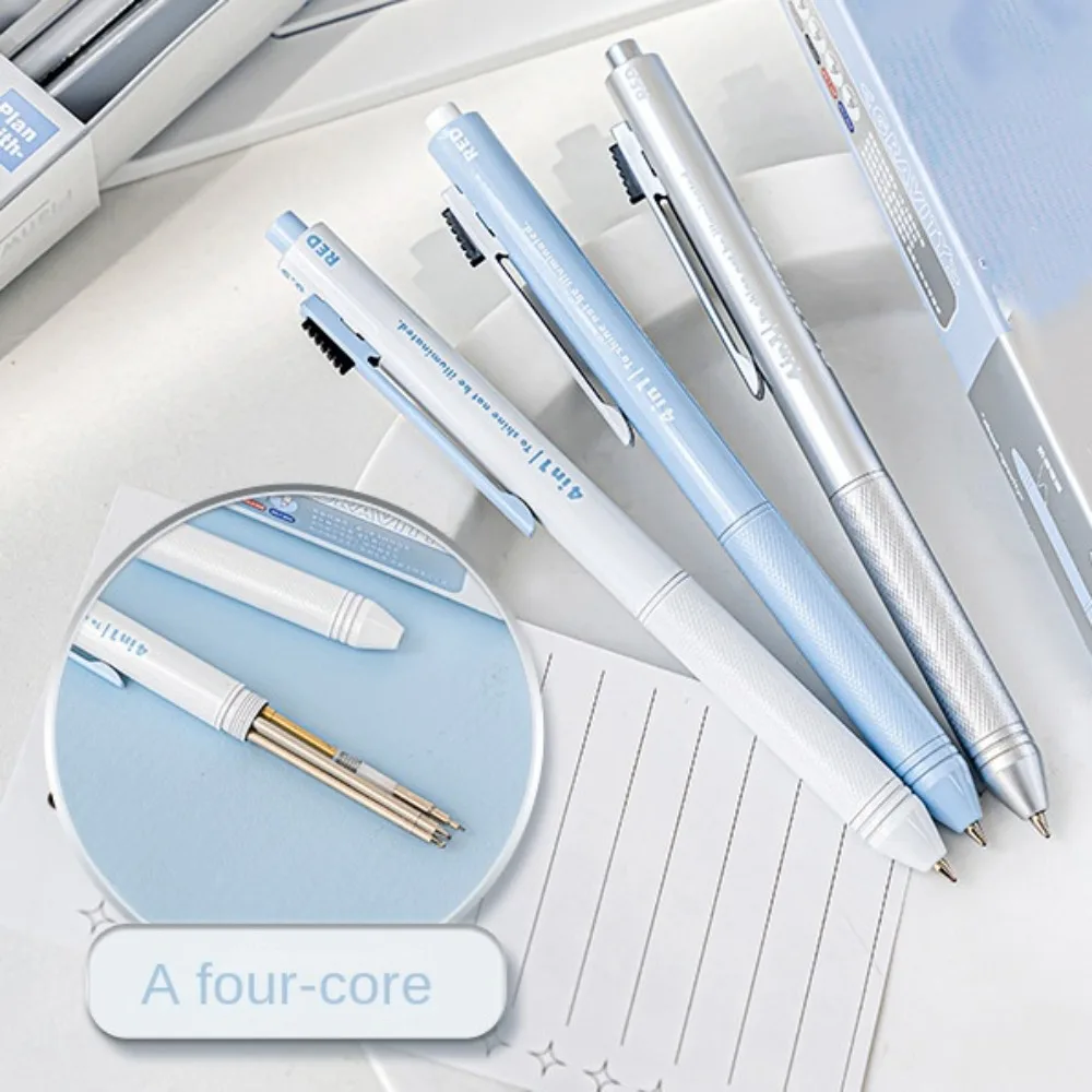 Multifunctional Four in One Ballpoint Pen Stationery 0.5mm Lead Core Four-color Gravity Pen Pencil Creative