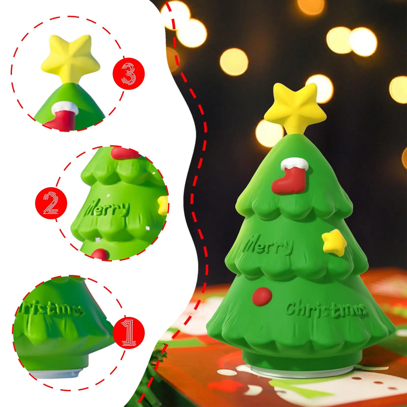 Christmas Tree Night Light for Kids Table Lamp Nursery Light Touch Lamp for