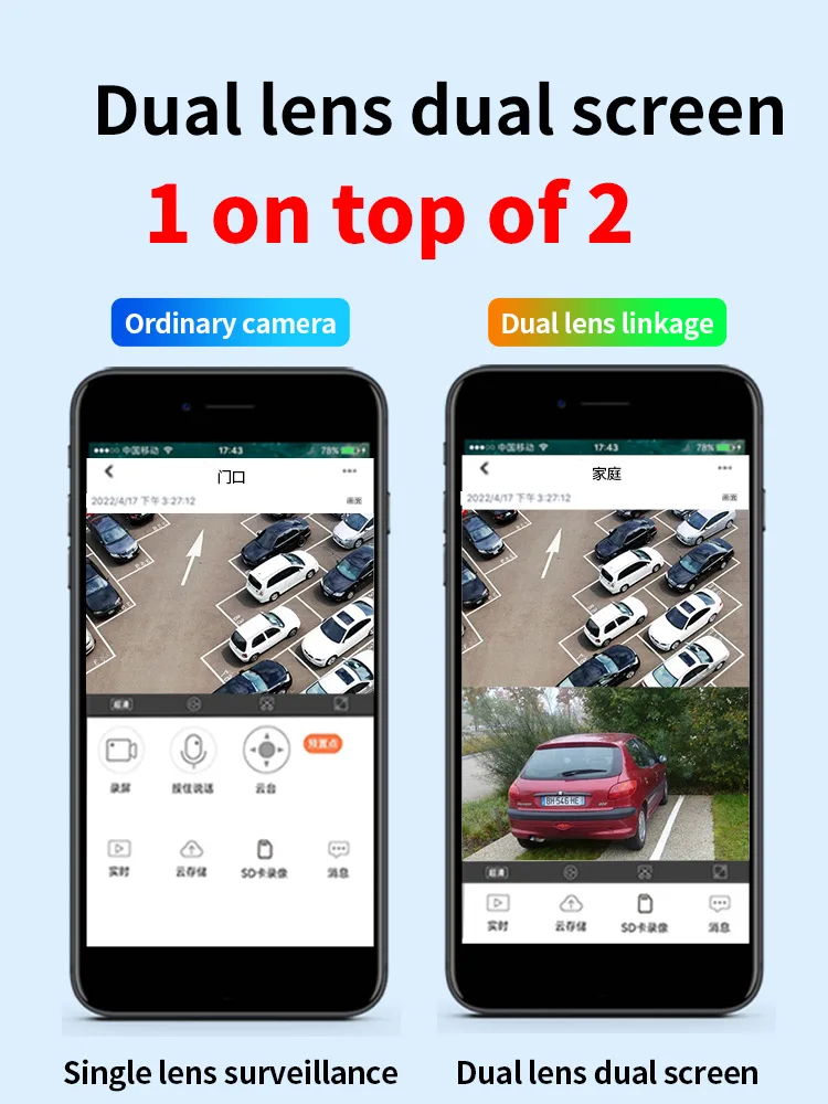 4MP 390Eyes APP Dual Lens Full Color Wireless PTZ Intercom IP Dome Camera AI rilevamento umanoide CCTV Baby Monitor TC193