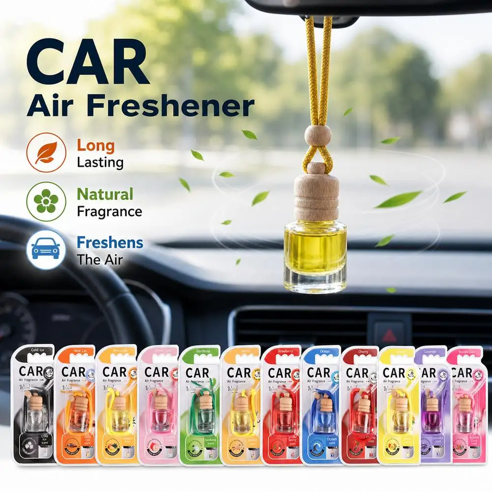 Hanging Car Air Freshener Perfume Bottle Natural Fragrance Long Lasting Auto Interior Diffuser Deodorizer Car Accessories