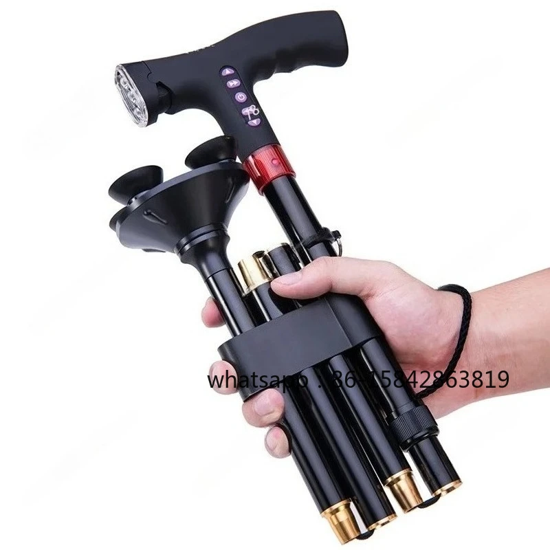 

Elderly Adjustable L-ED Walking Cane FM Radio MP3 Smart Safety Fall Alarm Walking Stick Trusty Sticks for The Elder Fathers