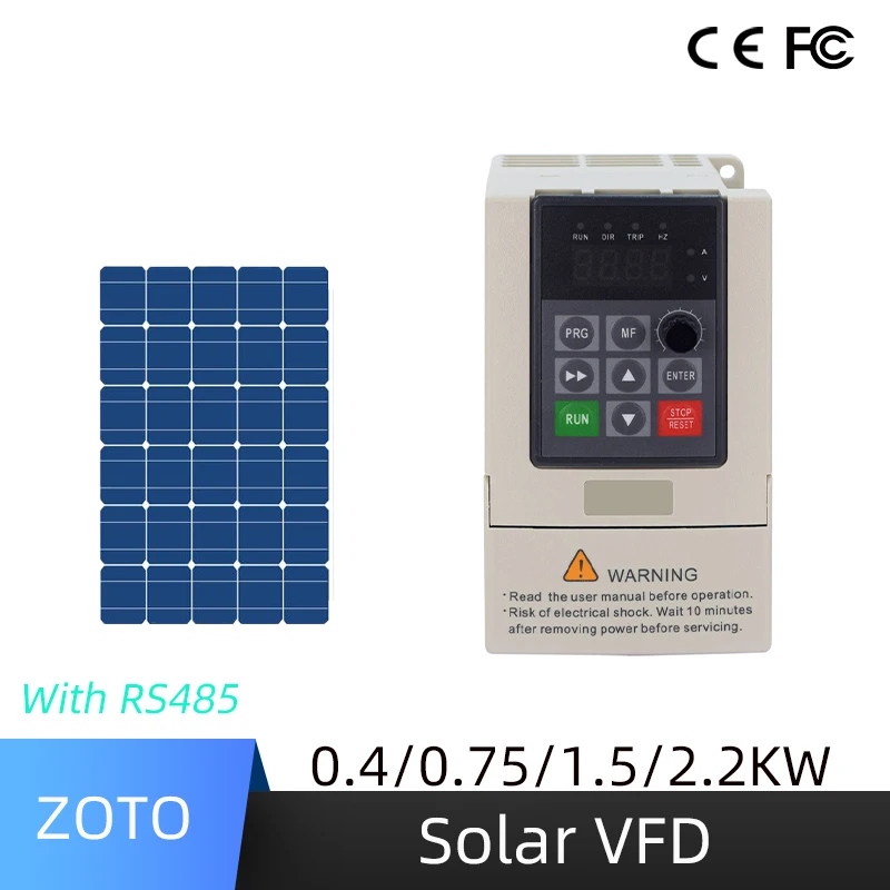

Солнечный инвертор VFD, 220 В, однофазный вход, 200–400 В постоянного тока, однофазный выход, 220 В, однофазный погружной насос, контроль скорости