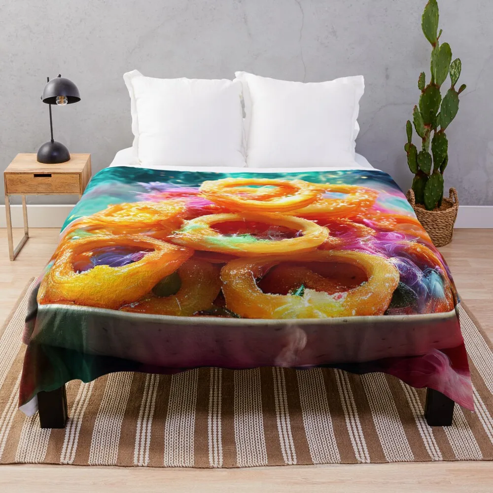 

onion ring fireworks Throw Blanket