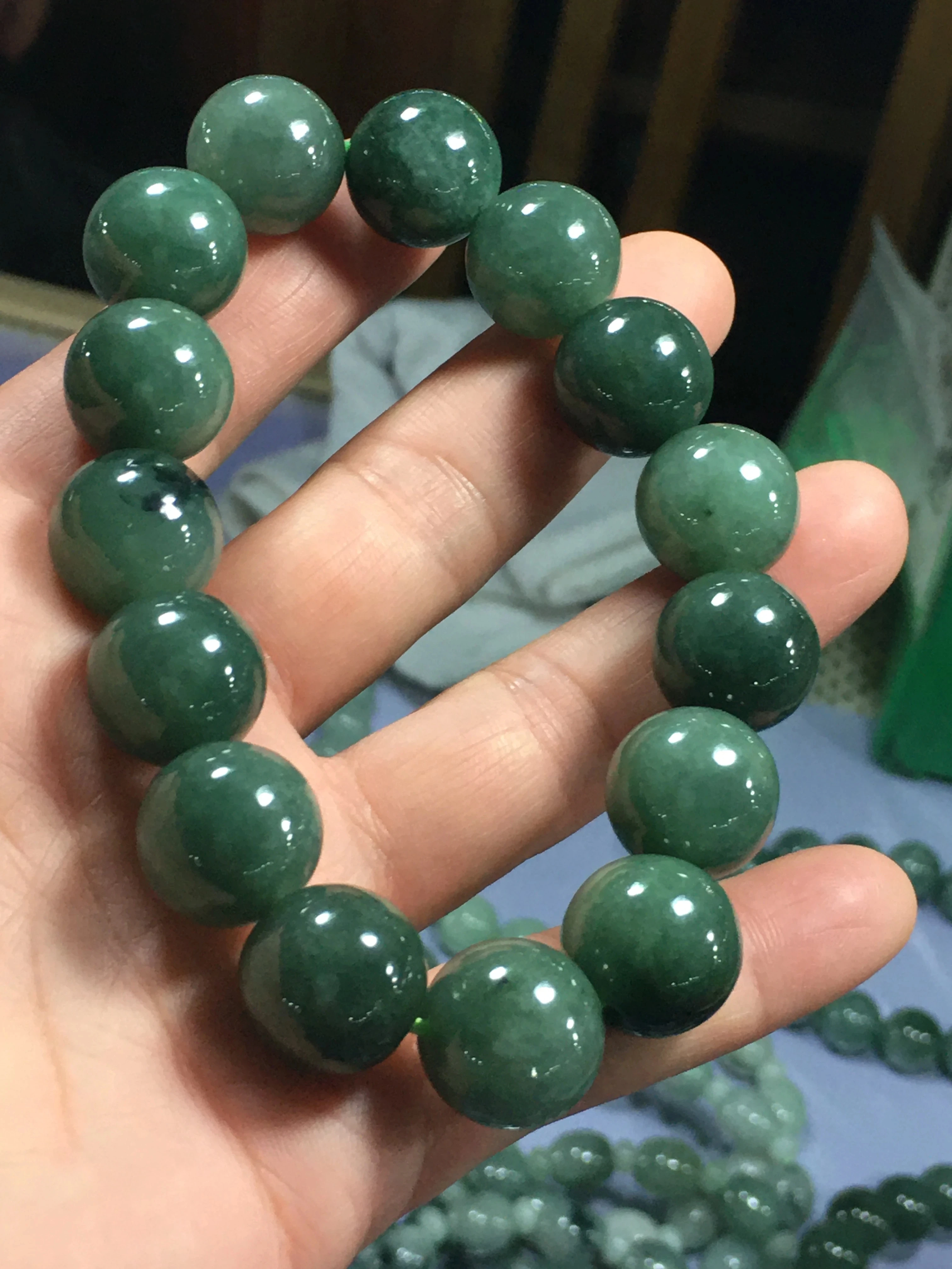 

Natural Myanmar Jadeite Blue Water Beads Fine Bracelet Hand-carved A Gread Jades Bangles Men WOMEN Gift High Quality Jewelry