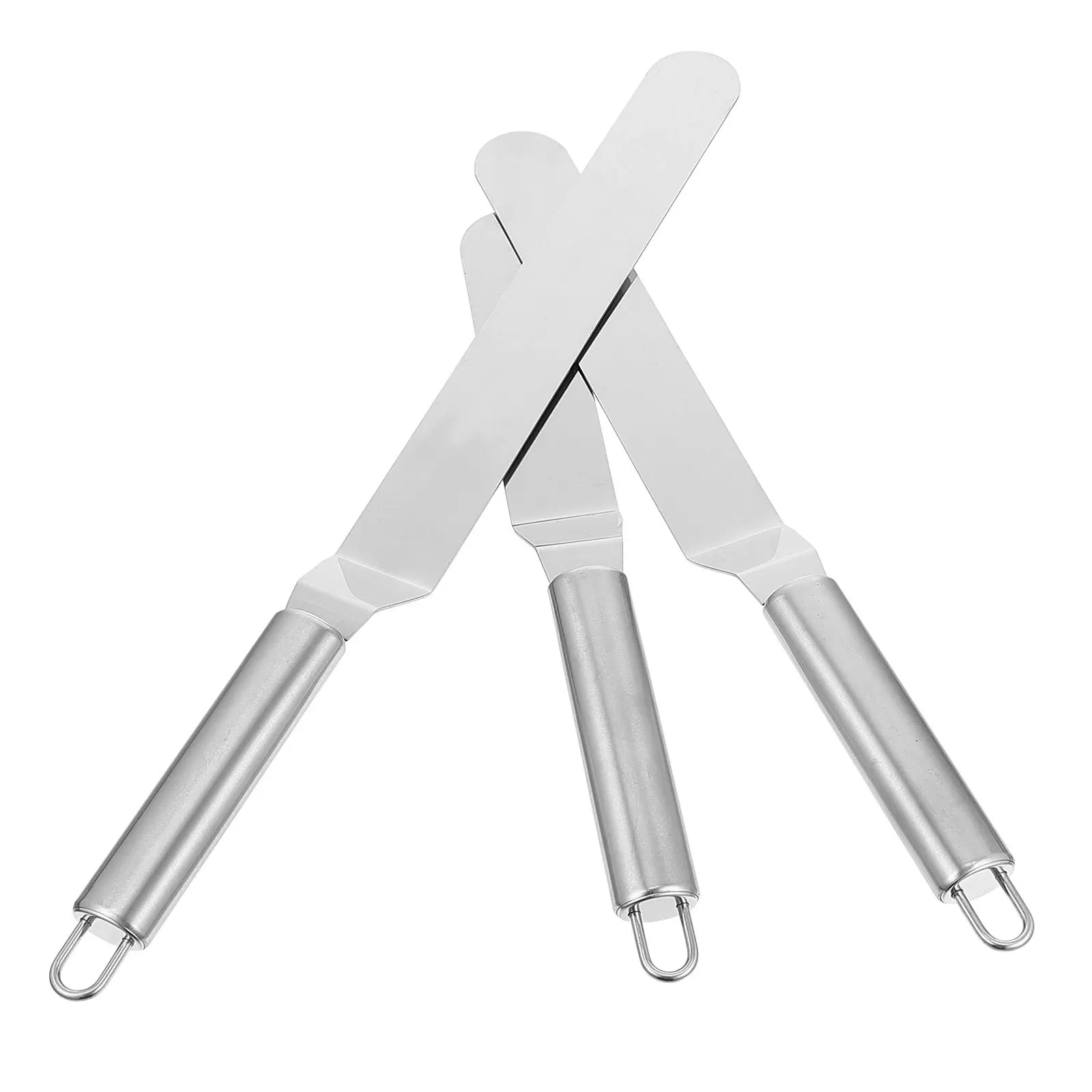 

3Pcs Stainless Steel Cake Spatula Set Professional Baking Scraper Smooth Surface Rustproof Oven Safe Dessert Cream Spreader