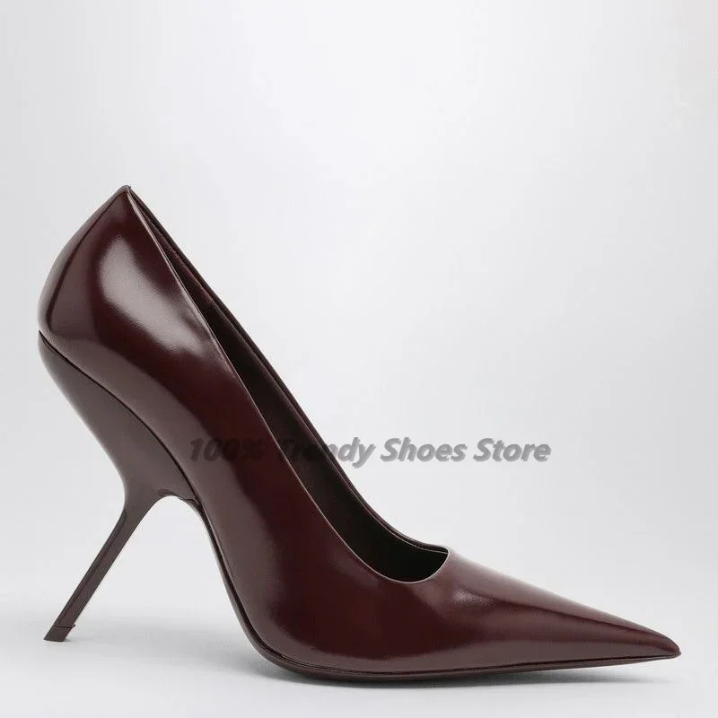 

New Pointed Toe Toe Cap, Air Tight Heel, Super High Heels, Patent Leather Needle Buckle, Sexy Plus Size Hollow Sandals for Women