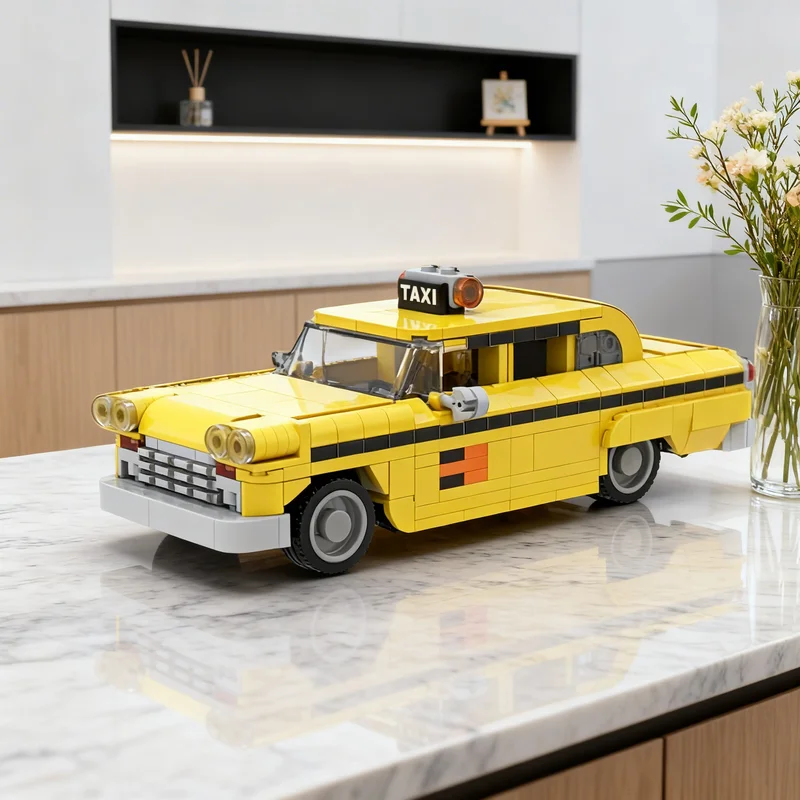 447pcs MOC City Champions New York Checker Cab Model Building Blocks Toy Construction Christmas Gift Brick Assemble Idea DIY