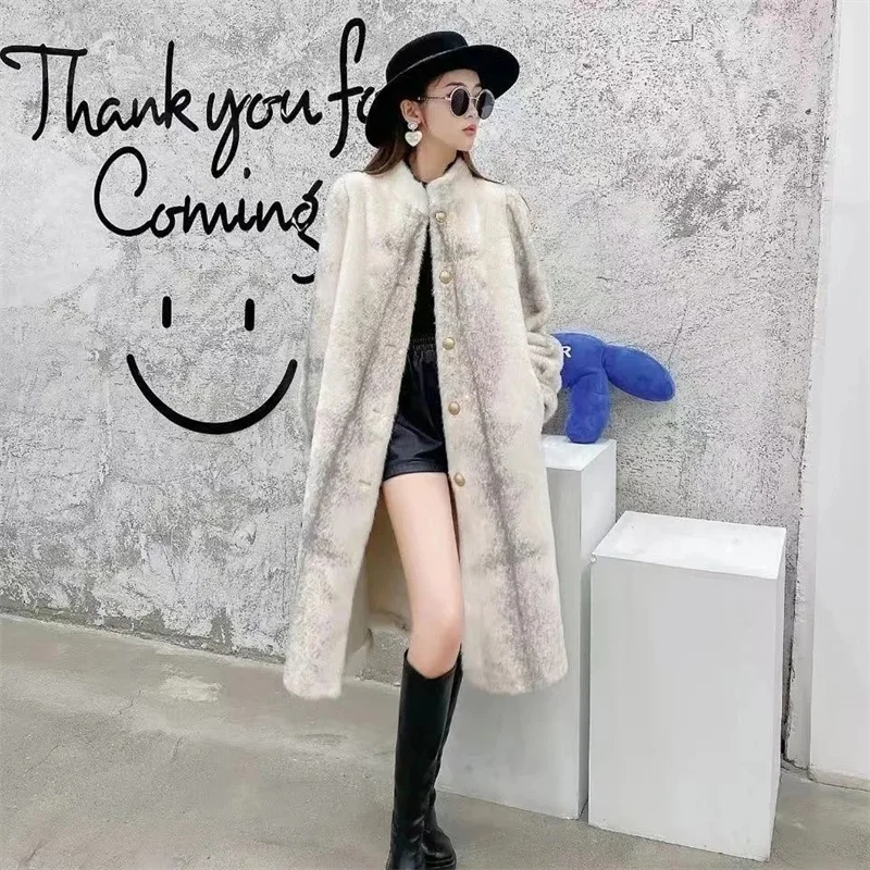 2023 Autumn Winter High-End Coat Women Authentic Temperament Joker Mink Mao Mao Anti-Fur Jacket Luxury Casual Outwear Female Top