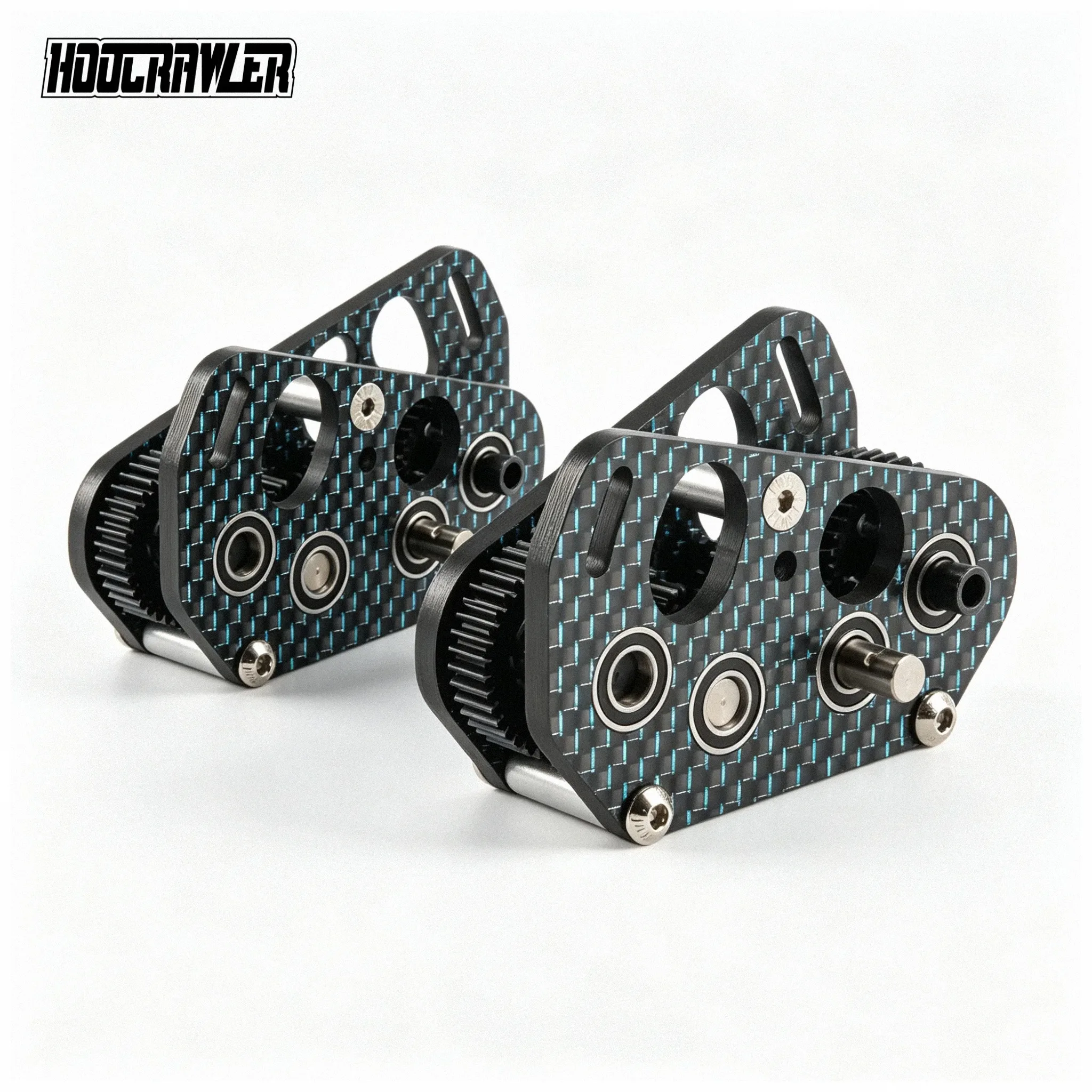 48P Ultralight Carbon Dual Motor Transmission Overdrive Dig Gearbox For 1/10 RC Crawler LCG Comp Rig Capra F10 Portal Axle