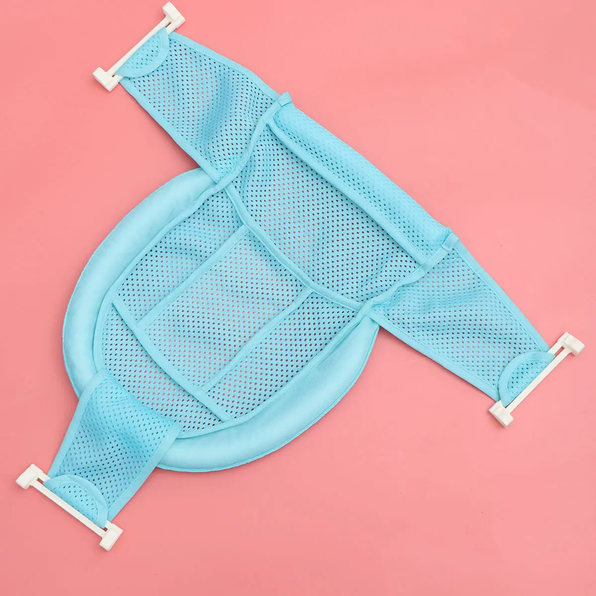

Baby Bathtub Mesh Blue Random Button Color Infant Bath Tub Hammock Bath Seat Support Net Anti Slip Head Neck Support Hands Free