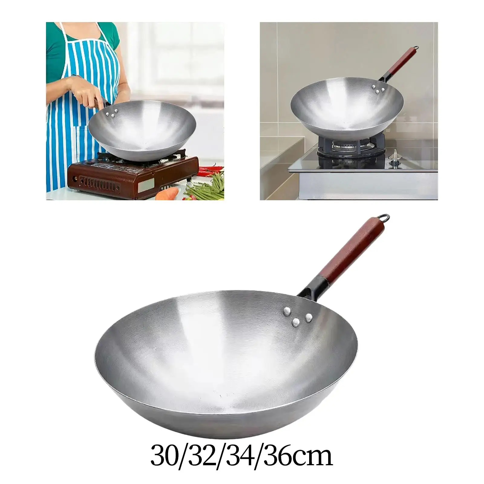 Frying Pan Cooking Pan Saute Pan Restaurant Multipurpose Household Practical Iron Kitchen Portable Nonstick Skillet Wok Pan
