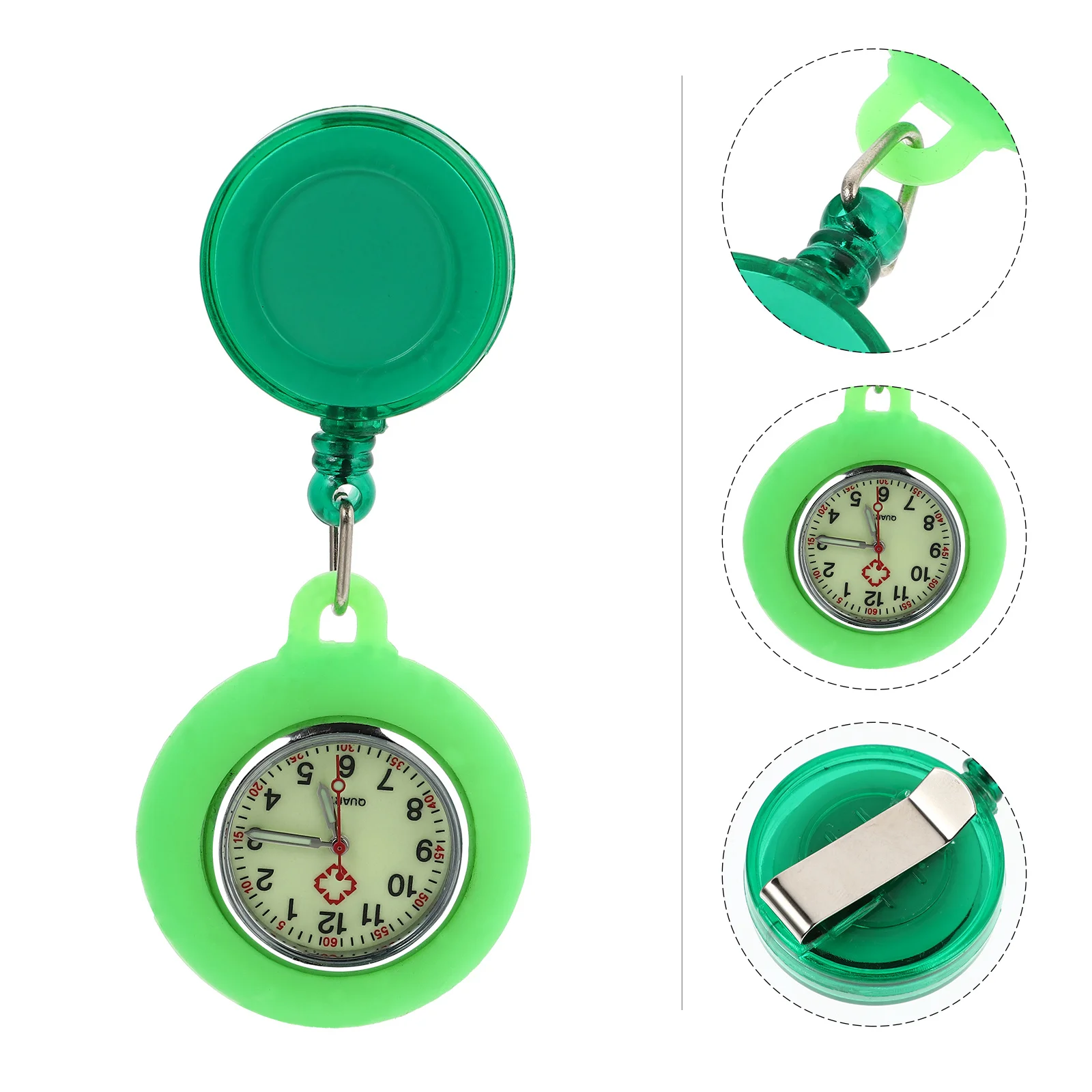 

1 Piece Luminous Nurse Watch Lovely Pattern Simple Design Clip on Pocket Quartz Timepiece for Hospital Staff Gift