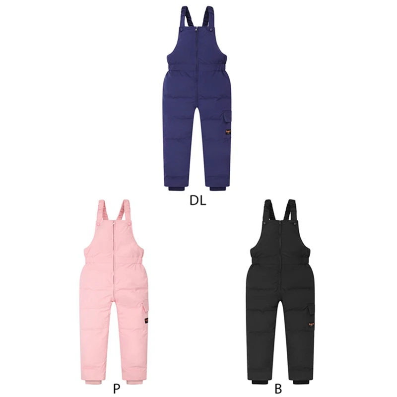 Winter Children Boys Girls Overalls Solid Color Shoulder Strap Thermal Fashion Cotton Pants