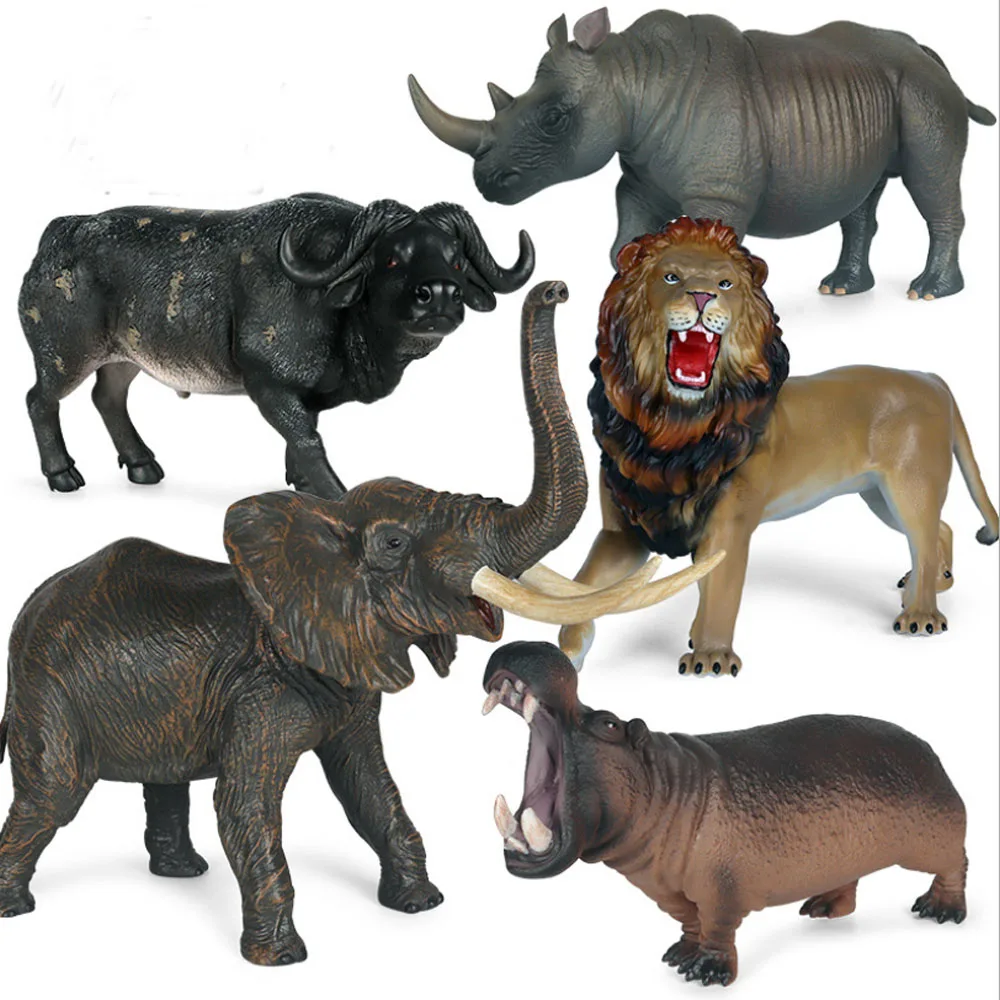 

Simulation Animal Model Large Rhinoceros Hippo Lion Elephant Children's Cognition Hollow Plastic Toy For Boys And Girls