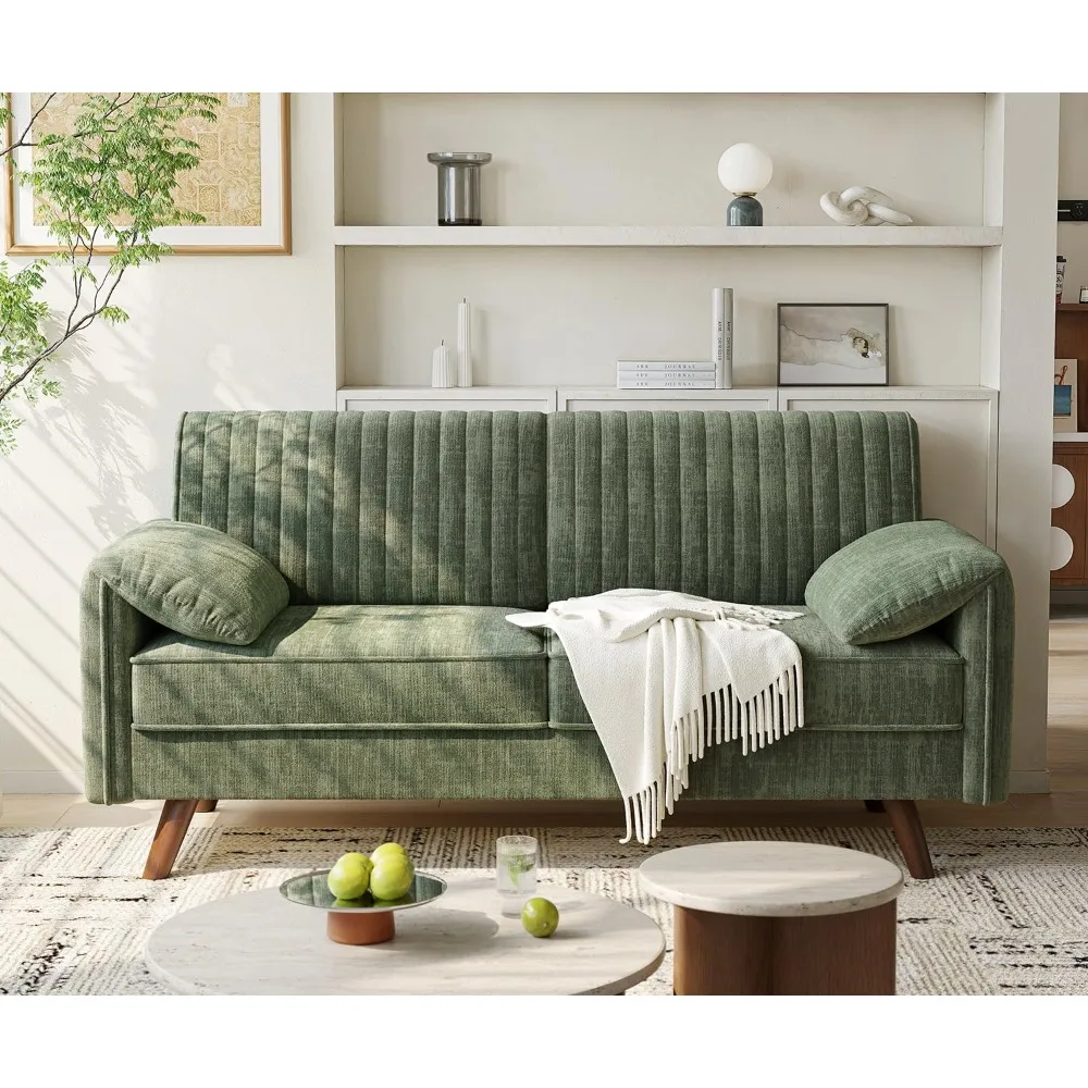 

64.5-inch Chenille Double Sofa, 23.2-inch Deep Seat, with Padded Armrests, Comfortable Modern Small Sofa